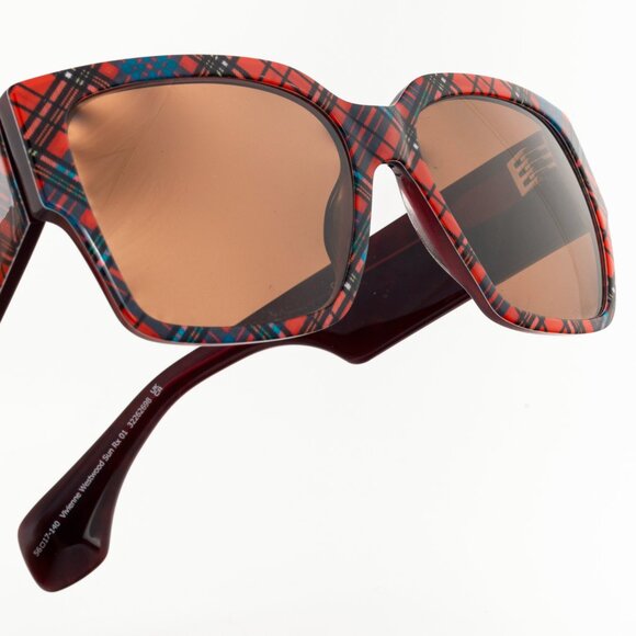 Vivienne Westwood Sun RX 01 Red-Tartan Square Sunglasses - Picture 7 of 10